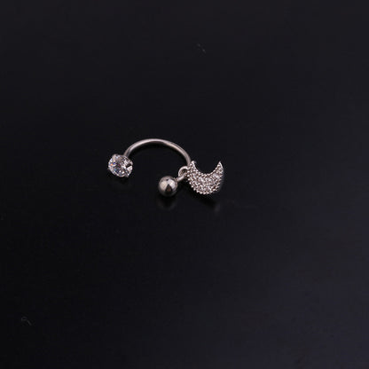 Fashion Stainless Steel C-ring Piercing Flower Zircon Pendant Earrings Wholesale