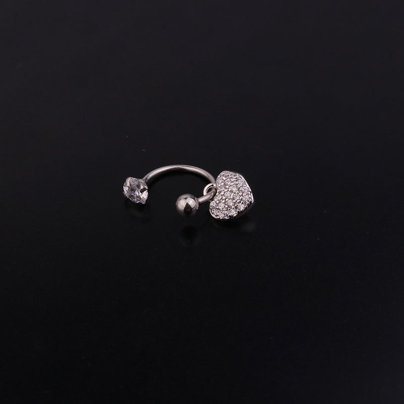 Fashion Stainless Steel C-ring Piercing Flower Zircon Pendant Earrings Wholesale