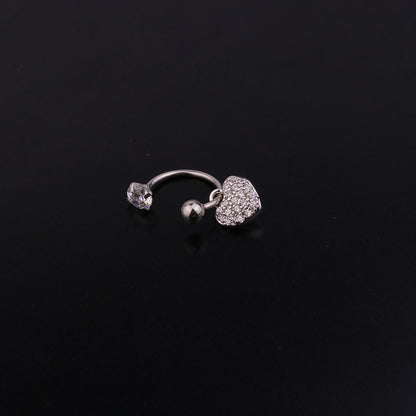 Fashion Stainless Steel C-ring Piercing Flower Zircon Pendant Earrings Wholesale