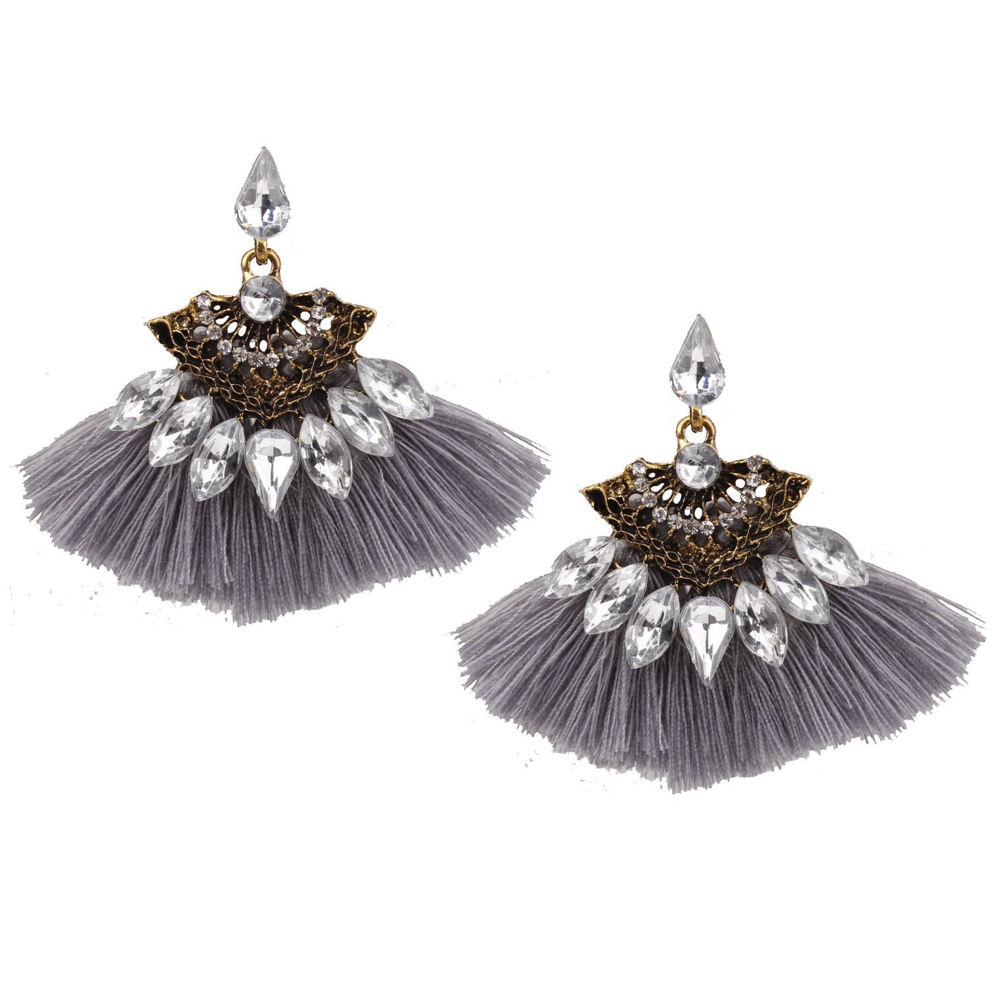 Fashion Tassel Alloy Plating Inlay Rhinestones Women's Drop Earrings 1 Pair