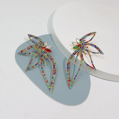 Fashion Leaf Alloy Inlay Rhinestones Women's Drop Earrings 1 Pair