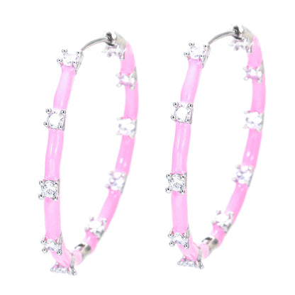 Exaggerated Geometric Copper Plating Zircon Hoop Earrings 1 Pair