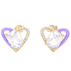 Fashion Heart Shape Copper Plating Zircon Ear Studs 1 Pair