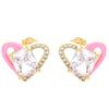 Fashion Heart Shape Copper Plating Zircon Ear Studs 1 Pair