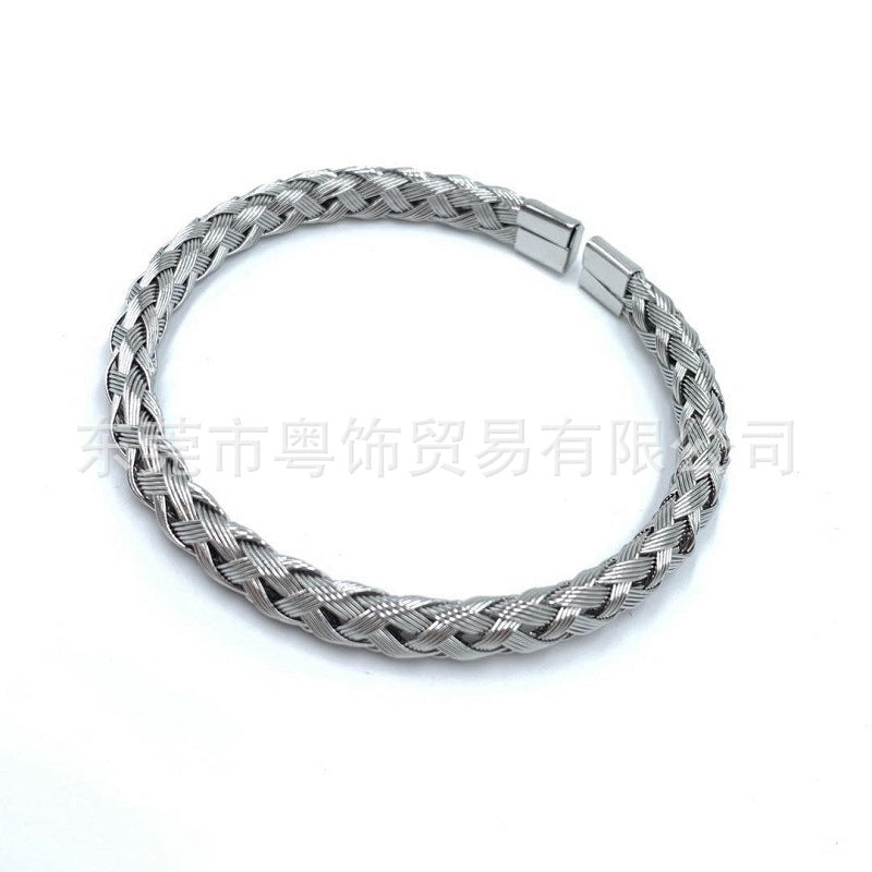 Fashion Waves Stainless Steel Braid Bangle