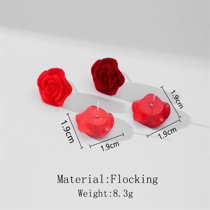 Fashion Rose Flocking Women's Ear Studs 1 Pair