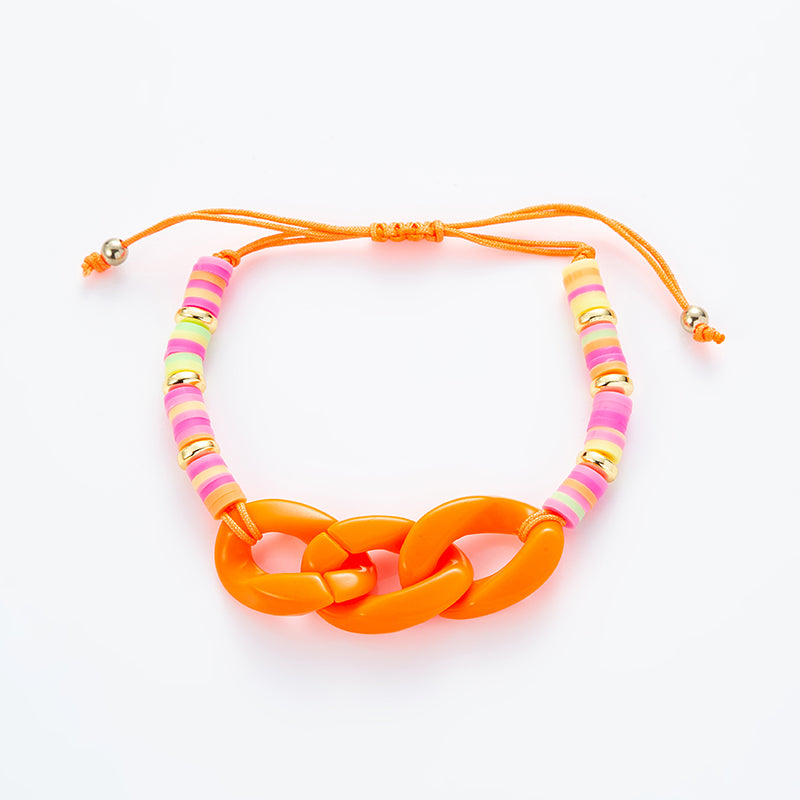 Sweet Color Block Arylic Silica Gel Rope Knitting Unisex Bracelets 1 Piece