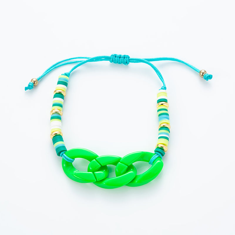 Sweet Color Block Arylic Silica Gel Rope Knitting Unisex Bracelets 1 Piece
