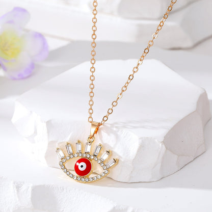 Fashion Devil's Eye Alloy Plating Artificial Diamond Zircon Women's Pendant Necklace