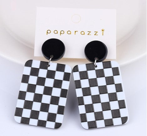 Cartoon Style Christmas Tree Christmas Socks Checkered Arylic Women's Drop Earrings 1 Pair