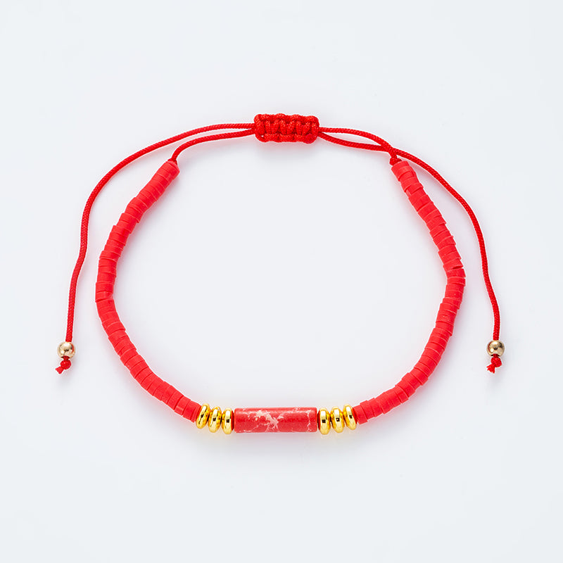 Simple Style Solid Color Natural Stone Rope Handmade Knitting Drawstring Bracelets