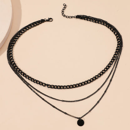 Retro Geometric Iron Layered Necklace 1 Piece