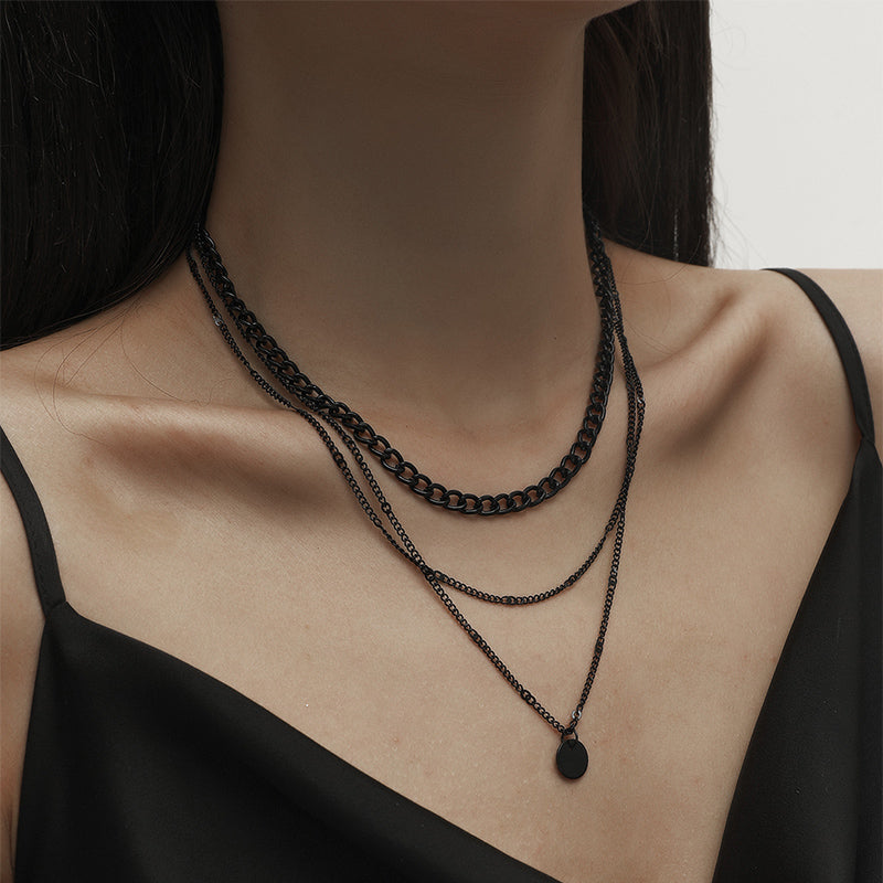 Retro Geometric Iron Layered Necklace 1 Piece