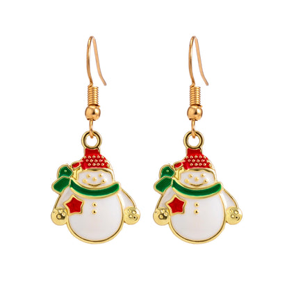 Simple Style Christmas Tree Bulb Snowman Arylic Alloy Plating Three-dimensional Women's Earrings 1 Pair