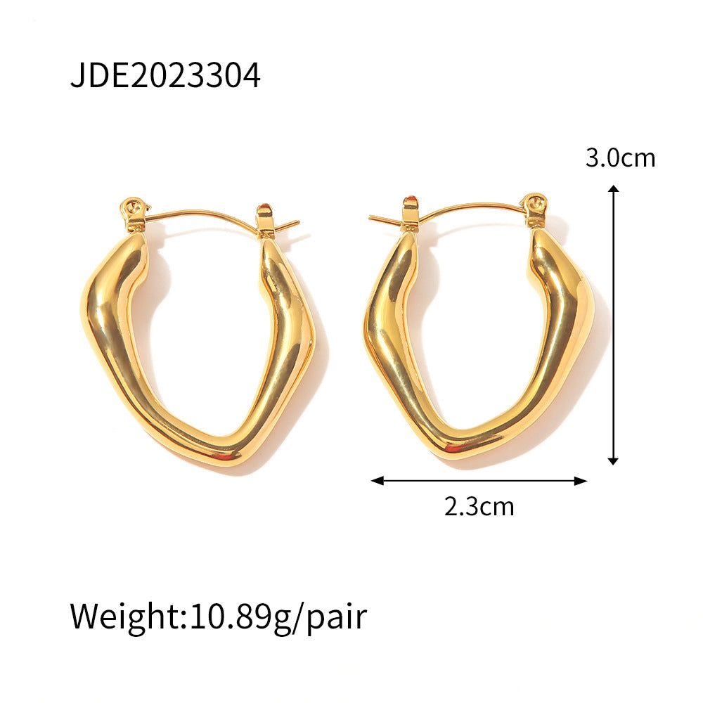 Simple Style Geometric Stainless Steel Gold Plated Earrings 1 Pair