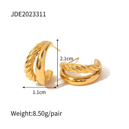 Fashion Geometric Stainless Steel Gold Plated Ear Studs 1 Pair