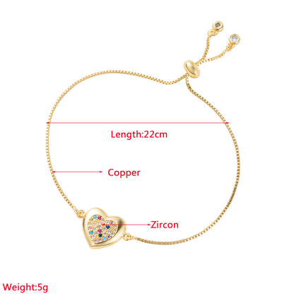 Fashion Peacock Heart Shape Copper Gold Plated Zircon Bracelets 1 Piece