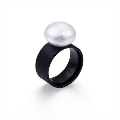 New Fashion Simple 10mm Matte Pearl Stainless Steel Ring Wholesale Gooddiy