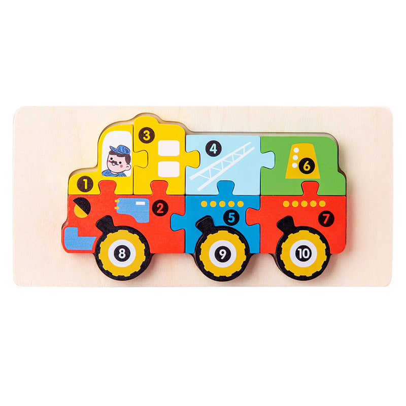 Cute Children's Wooden Three-dimensional Blocks Animal Traffic Cognition Puzzle Toys