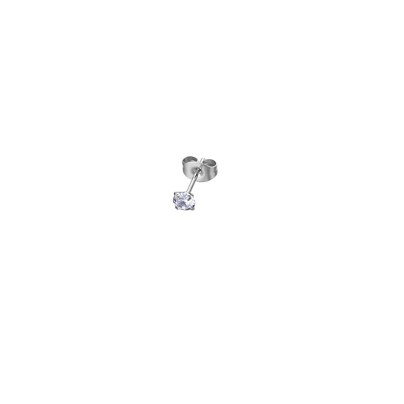 Simple Style Geometric Stainless Steel Inlaid Zircon Ear Studs 1 Piece