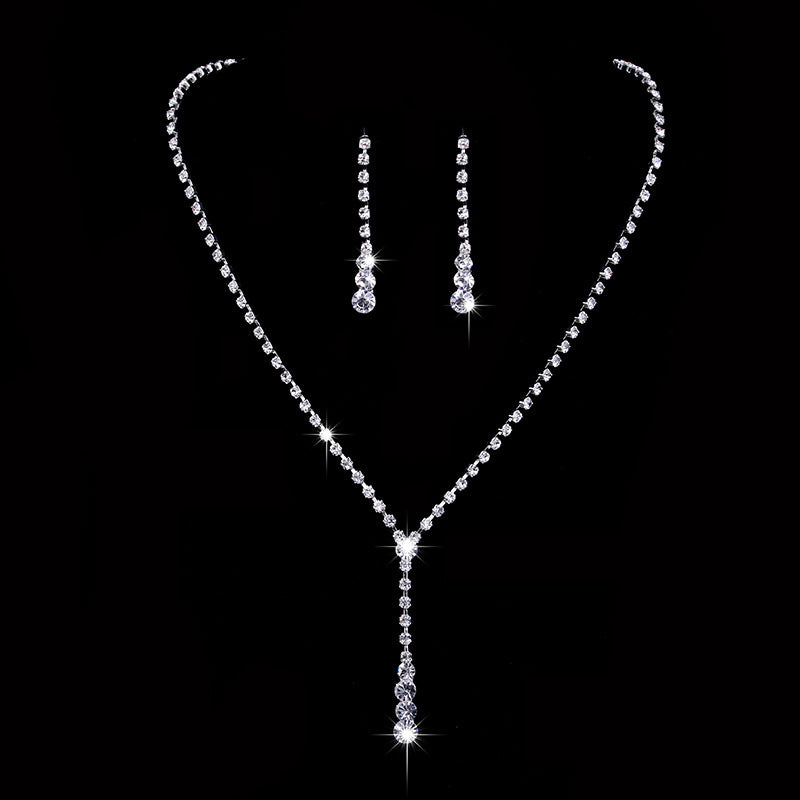 Luxurious Bridal Geometric Rhinestone Tassel Women's Jewelry Set