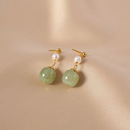 Retro Geometric Pearl Drop Earrings 1 Pair