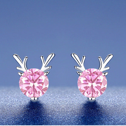 Simple Style Antlers Alloy Inlay Rhinestones Women's Ear Studs 1 Pair