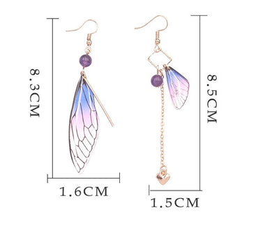 Sweet Wings Alloy Plastic Asymmetrical Rhinestones Women's Drop Earrings 1 Pair