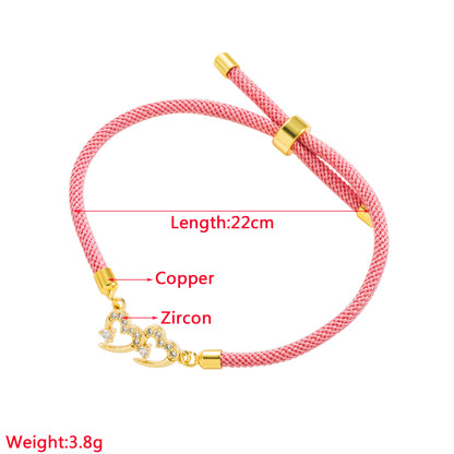 Simple Style Heart Shape Airplane Rope Copper Inlay Zircon Women's Bracelets 1 Piece