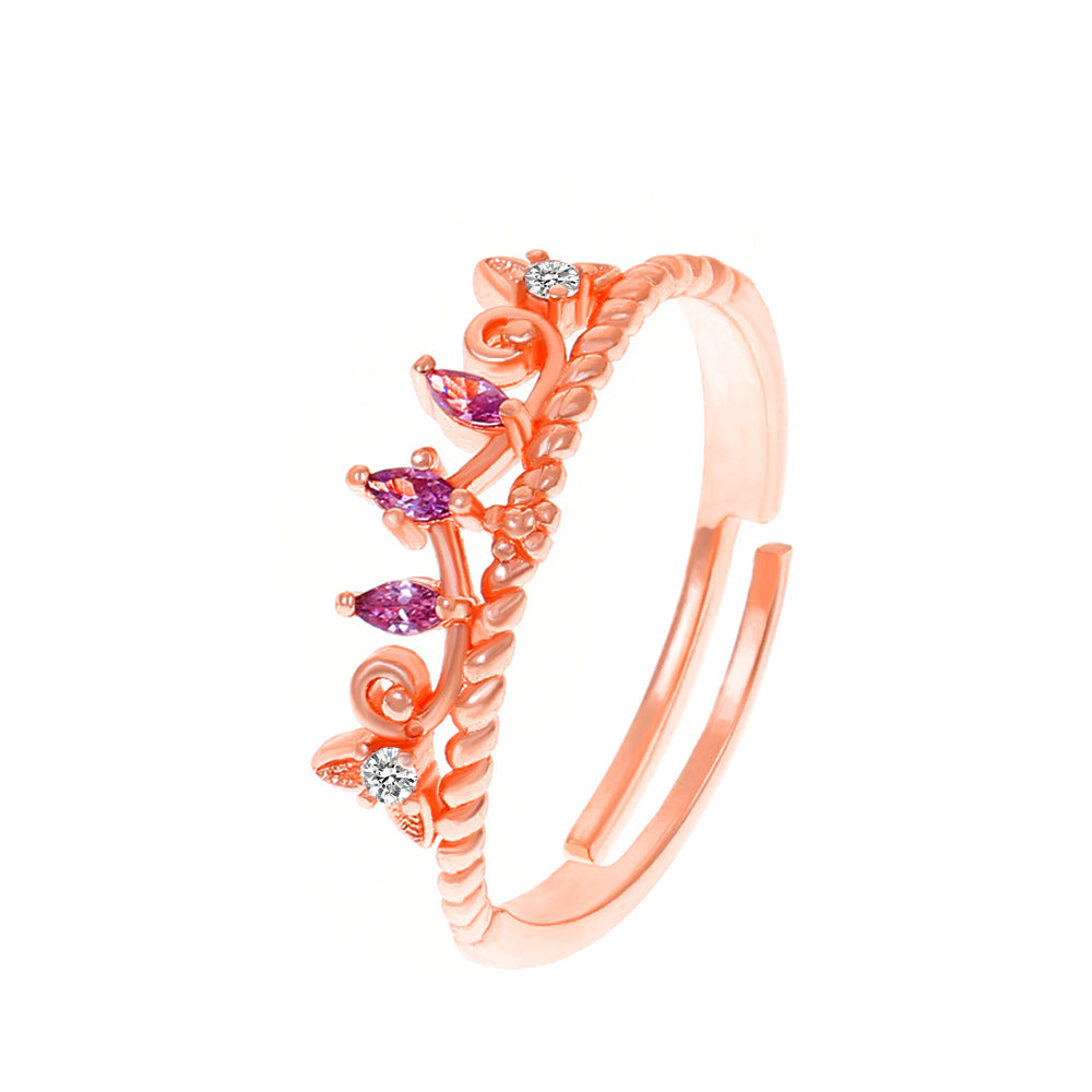 Fashion Heart Shape Copper Inlay Zircon Rings 1 Piece