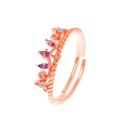 Fashion Heart Shape Copper Inlay Zircon Rings 1 Piece