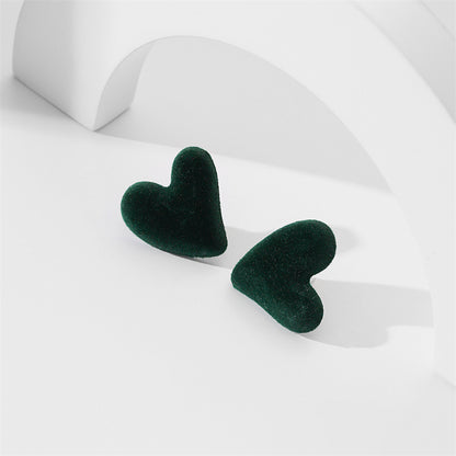 Fashion Heart Shape Flocking Women's Ear Studs 1 Pair