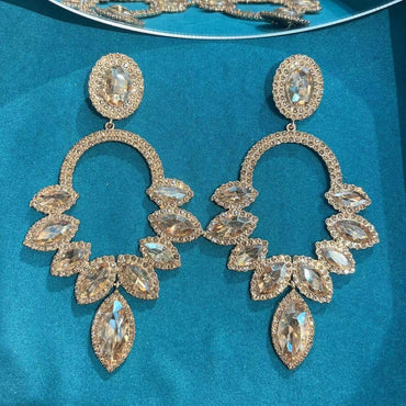 1 Pair Luxurious Geometric Inlay Alloy Rhinestones Drop Earrings