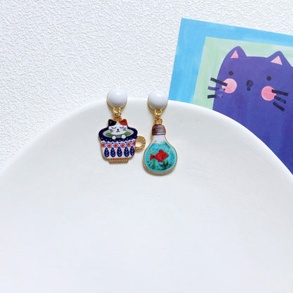 Cute Cat Alloy Enamel Women's Drop Earrings 1 Pair