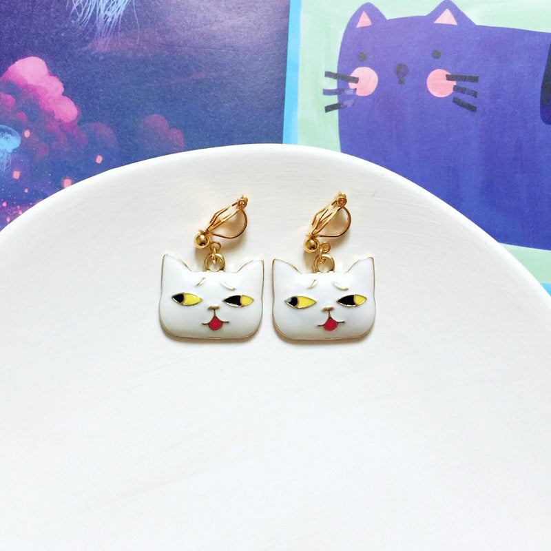 Fashion Cat Alloy Enamel Women's Drop Earrings 1 Pair