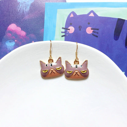 Fashion Cat Alloy Enamel Women's Drop Earrings 1 Pair