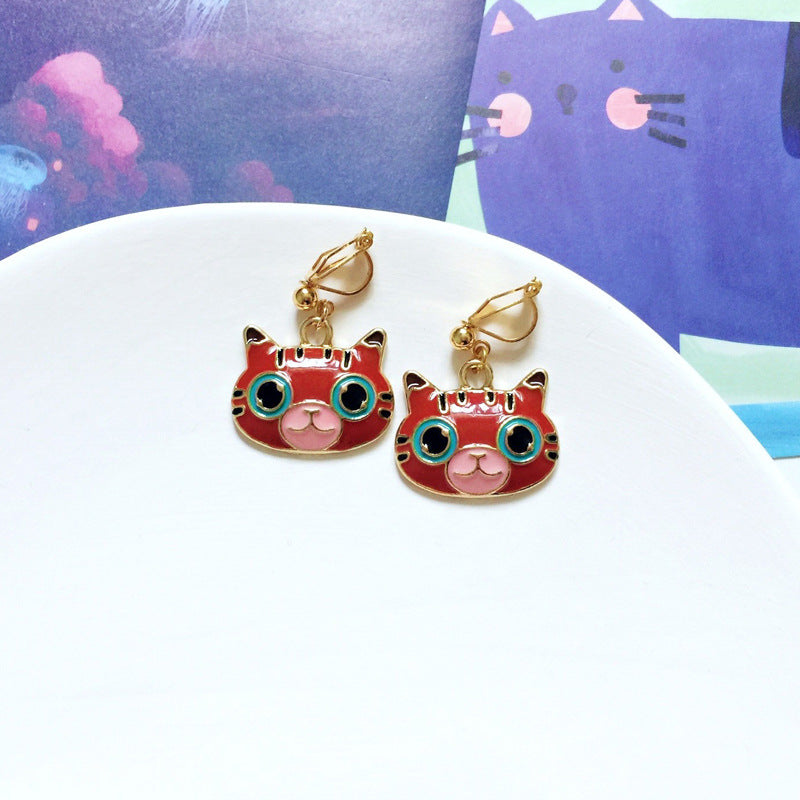 Fashion Cat Alloy Enamel Women's Drop Earrings 1 Pair