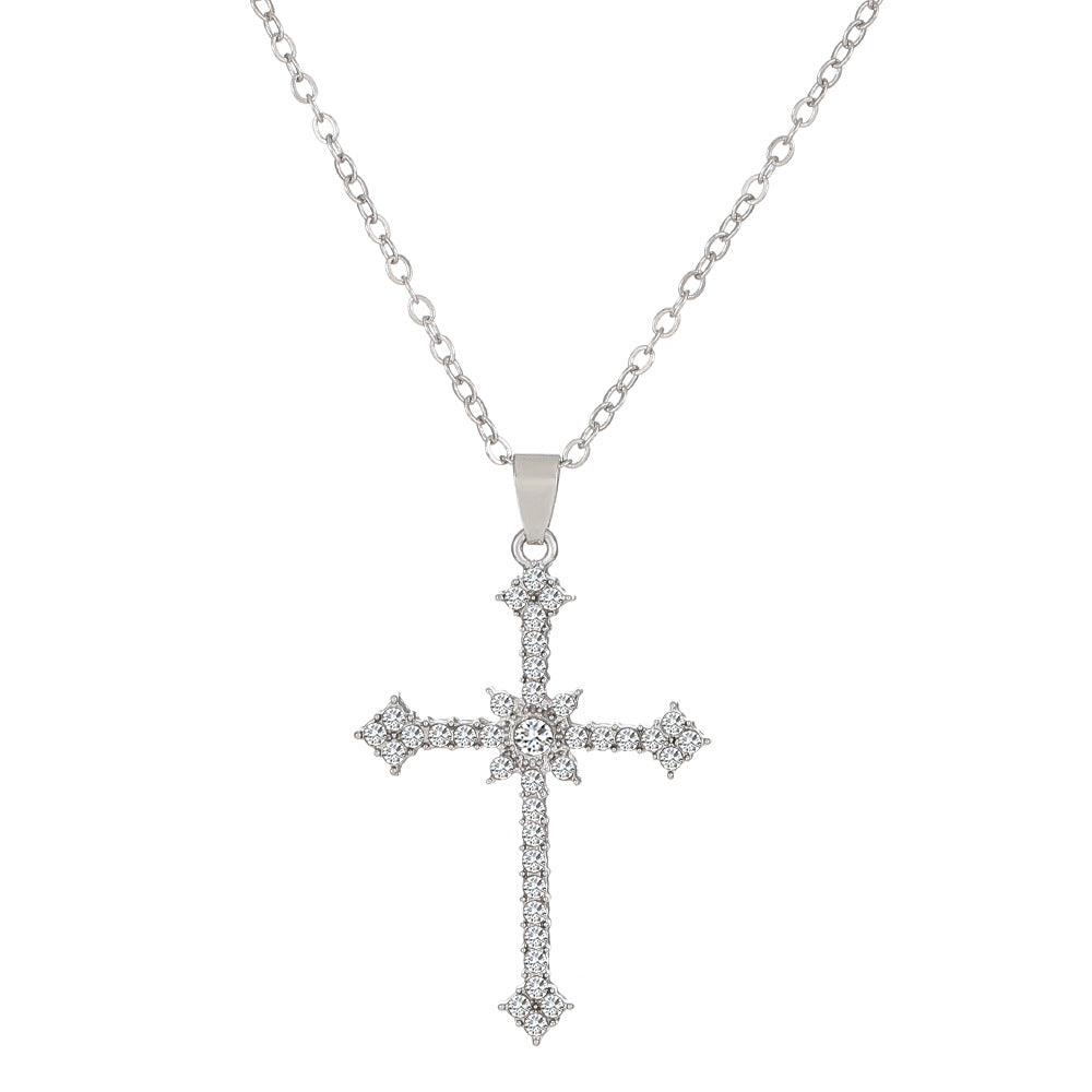 Simple Style Cross Alloy Inlay Rhinestones Unisex Pendant Necklace 1 Piece