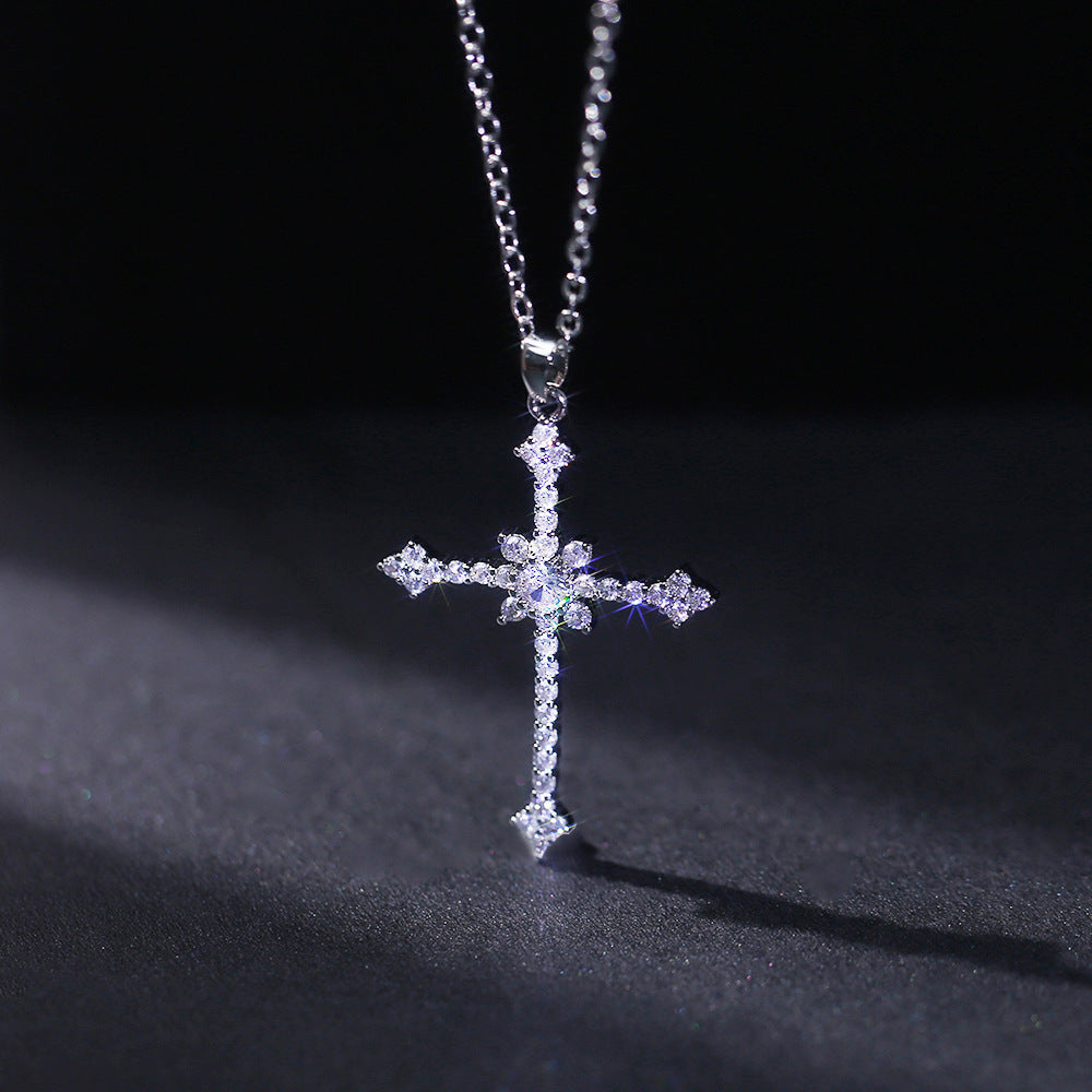 Simple Style Cross Alloy Inlay Rhinestones Unisex Pendant Necklace 1 Piece