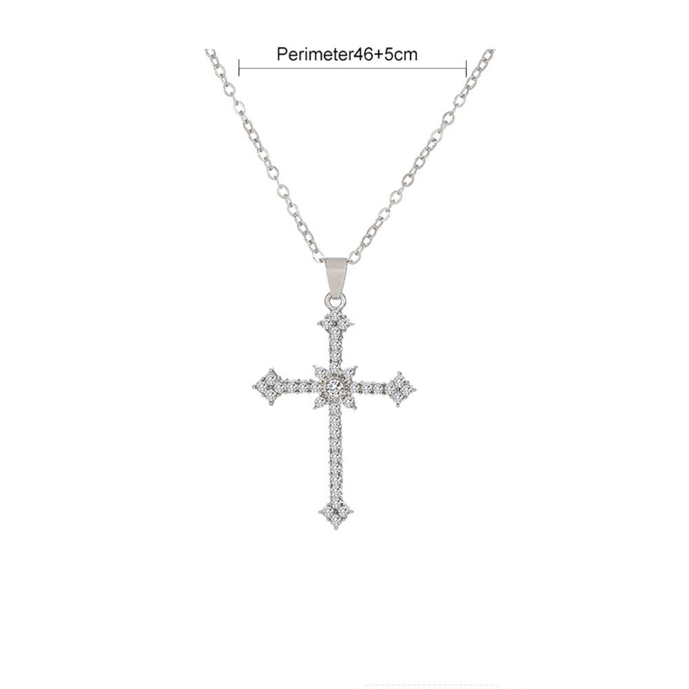 Simple Style Cross Alloy Inlay Rhinestones Unisex Pendant Necklace 1 Piece