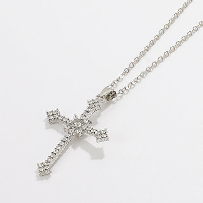 Simple Style Cross Alloy Inlay Rhinestones Unisex Pendant Necklace 1 Piece