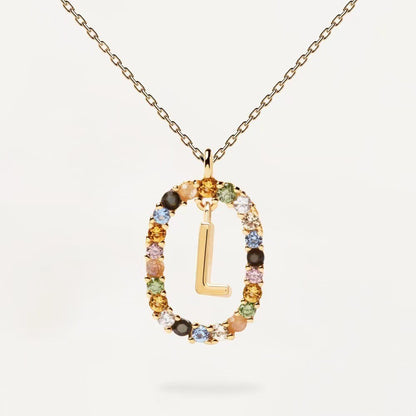 Fashion Letter Sterling Silver Plating Zircon Pendant Necklace