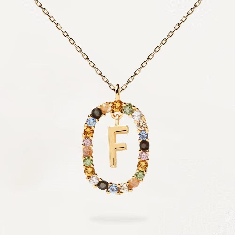 Fashion Letter Sterling Silver Plating Zircon Pendant Necklace