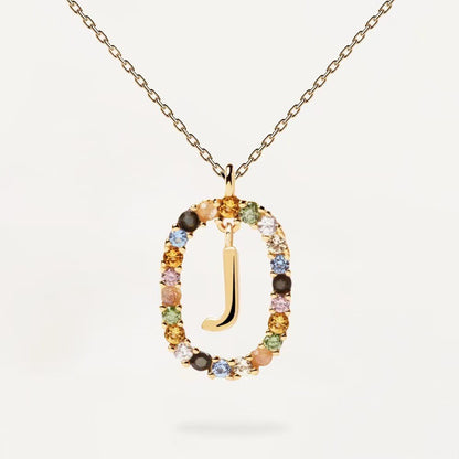 Fashion Letter Sterling Silver Plating Zircon Pendant Necklace