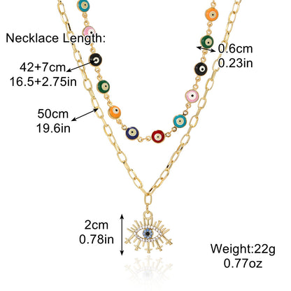 Fashion Devil's Eye Heart Shape Alloy Plating Artificial Rhinestones Women's Pendant Necklace