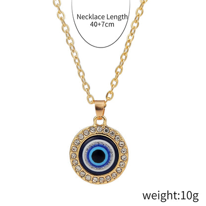 Fashion Devil's Eye Heart Shape Alloy Plating Artificial Rhinestones Women's Pendant Necklace