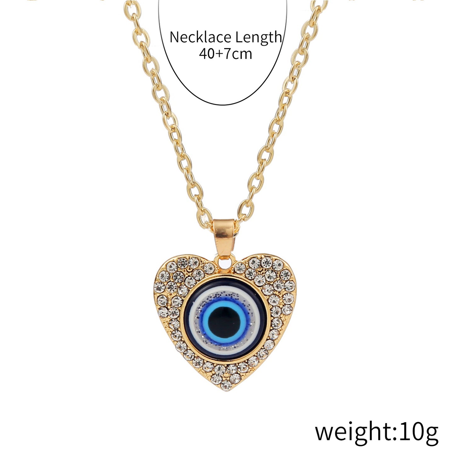 Fashion Devil's Eye Heart Shape Alloy Plating Artificial Rhinestones Women's Pendant Necklace