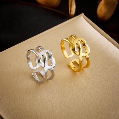 Basic Cross Star Titanium Steel Gold Plated Gold Plated Open Ring