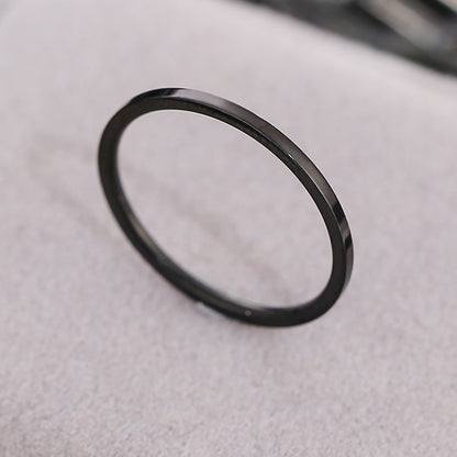 Simple Style Solid Color Titanium Steel Plating Rings 1 Piece