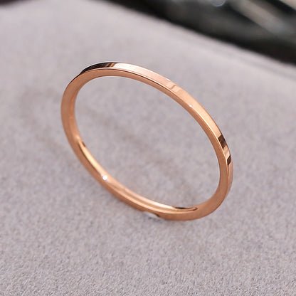 Simple Style Solid Color Titanium Steel Plating Rings 1 Piece